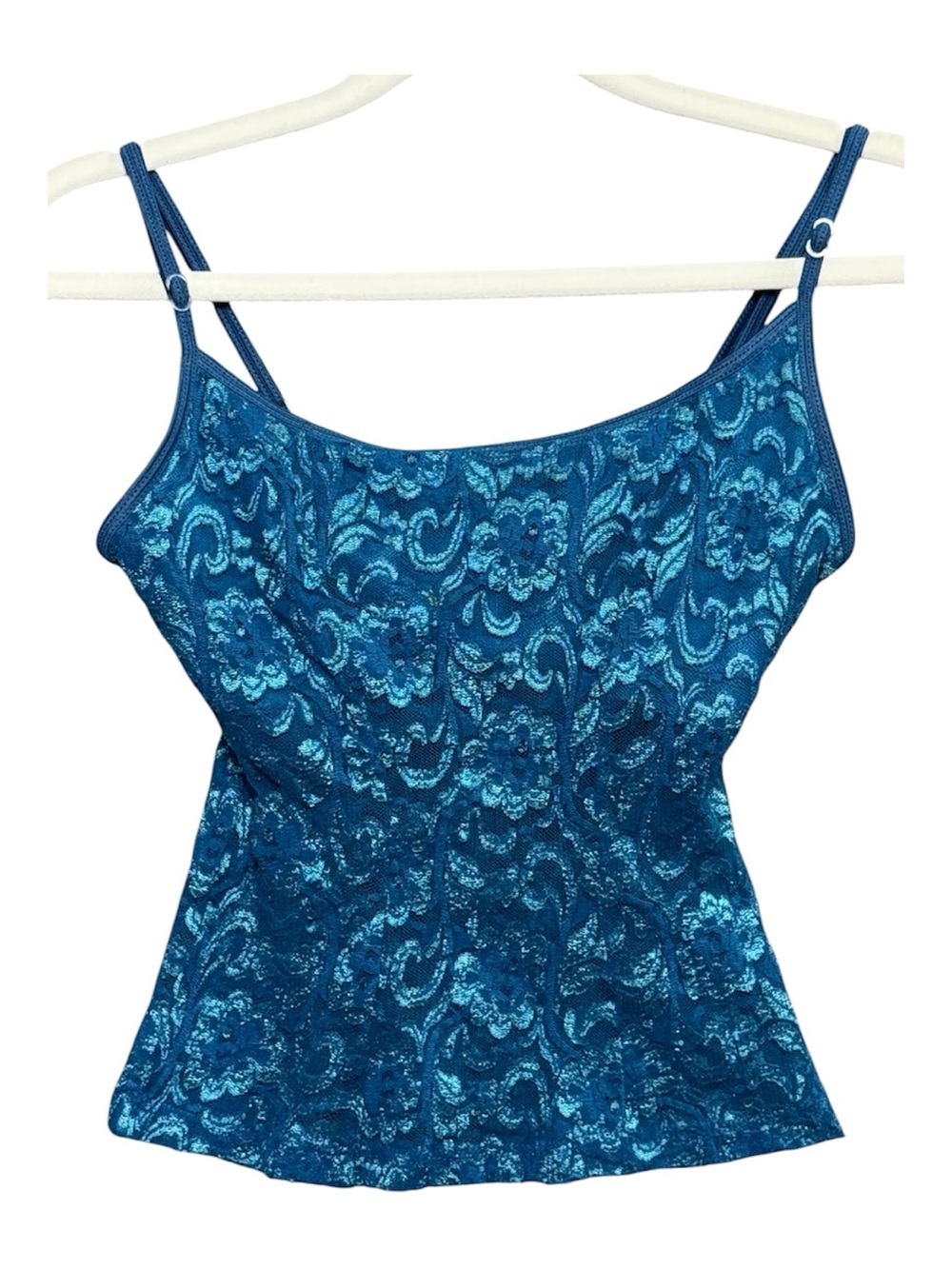 Frederick's of Hollywood Teal Floral Lace-Effect Cami
